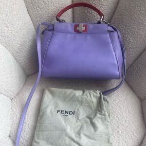 SOLD✅Fendi Lavender Crossbody Bag with Red Accent